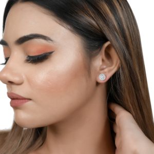 Round Silver Studs with Cubic Zirconia - Image 4