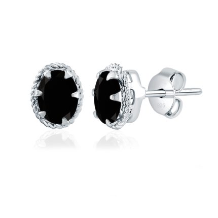 Tar oval 5x7mm black onyx silver studs