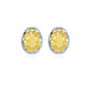 Tar Silver Studs with 5x7mm Oval Golden Topaz Gemstone