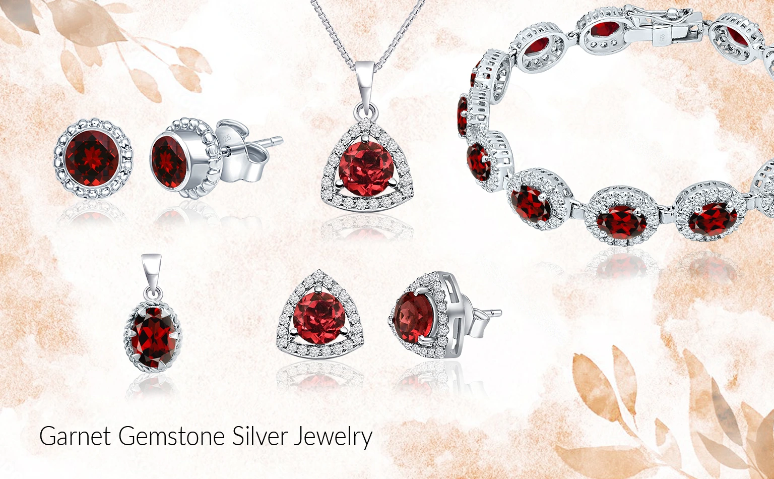 Garnet silver gemstone jewelry