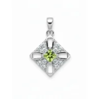 square shaped peridot silver pendant