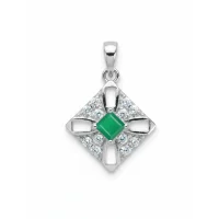 square shaped green onyx silver pendant