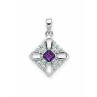 square shaped amethyst silver pendant