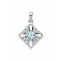 square shaped blue topaz silver pendant